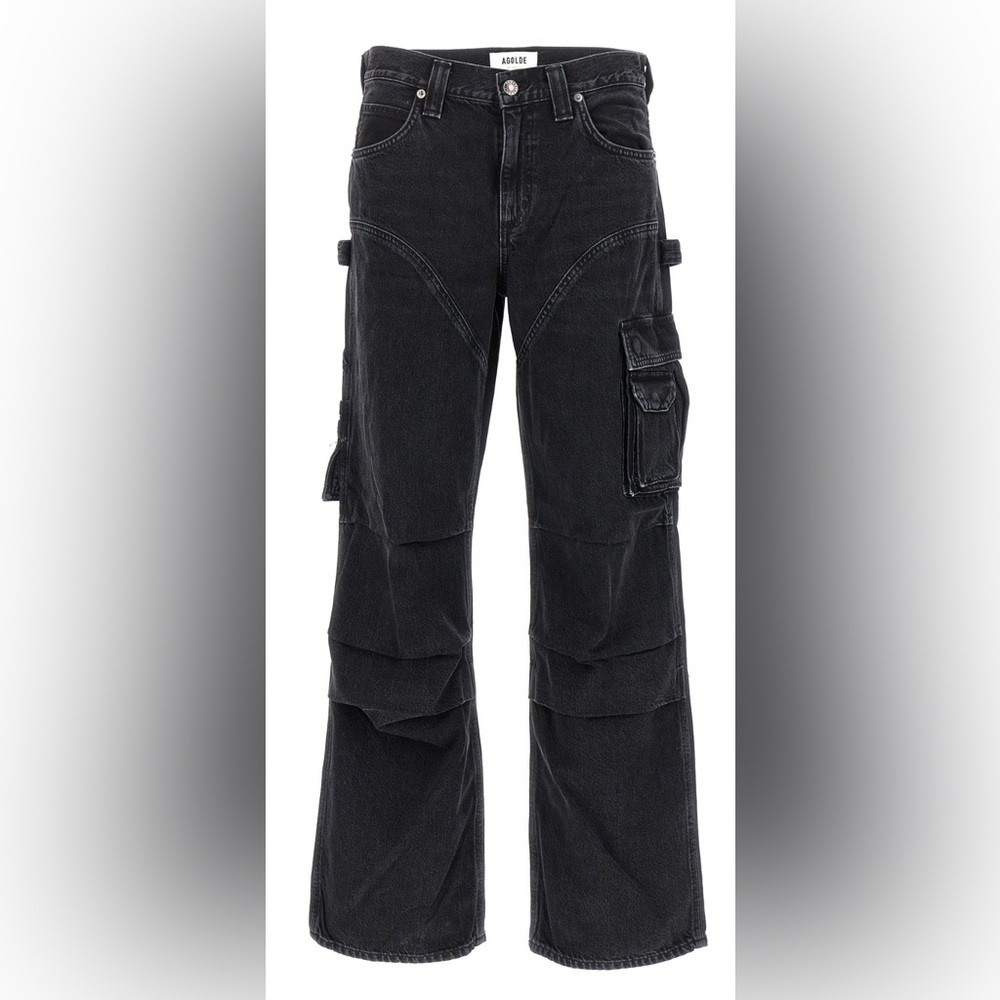 Agolde Black Cargo Wide-Leg Jeans